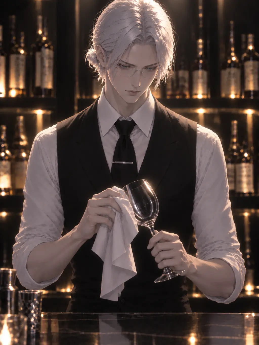 ahohaitokukan의 Silent Silver-Haired Bartender