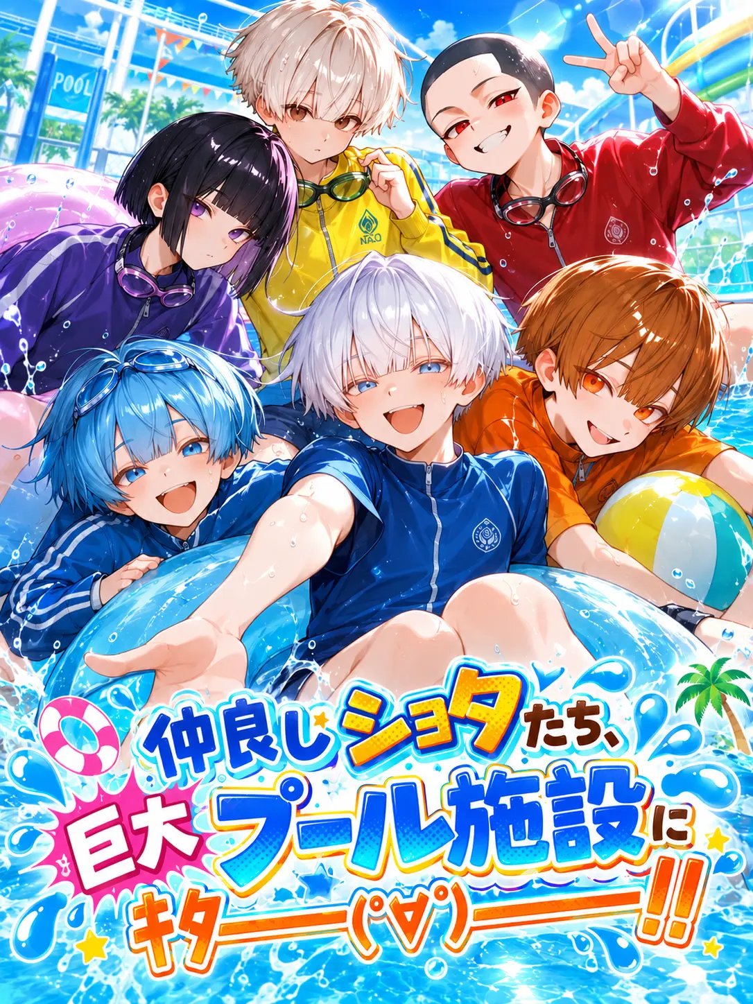 su_jiobake2026의 仲良しショタたち巨大プールに大興奮‼️