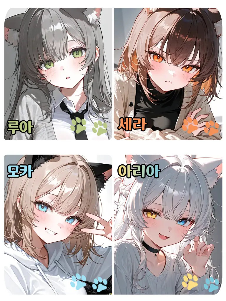 Edward123의 고양이 수인 네 마리, 인간 한 명