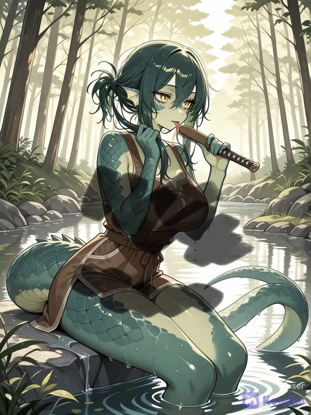 CreamyLaugh4603의 深い森の中の湖畔にて