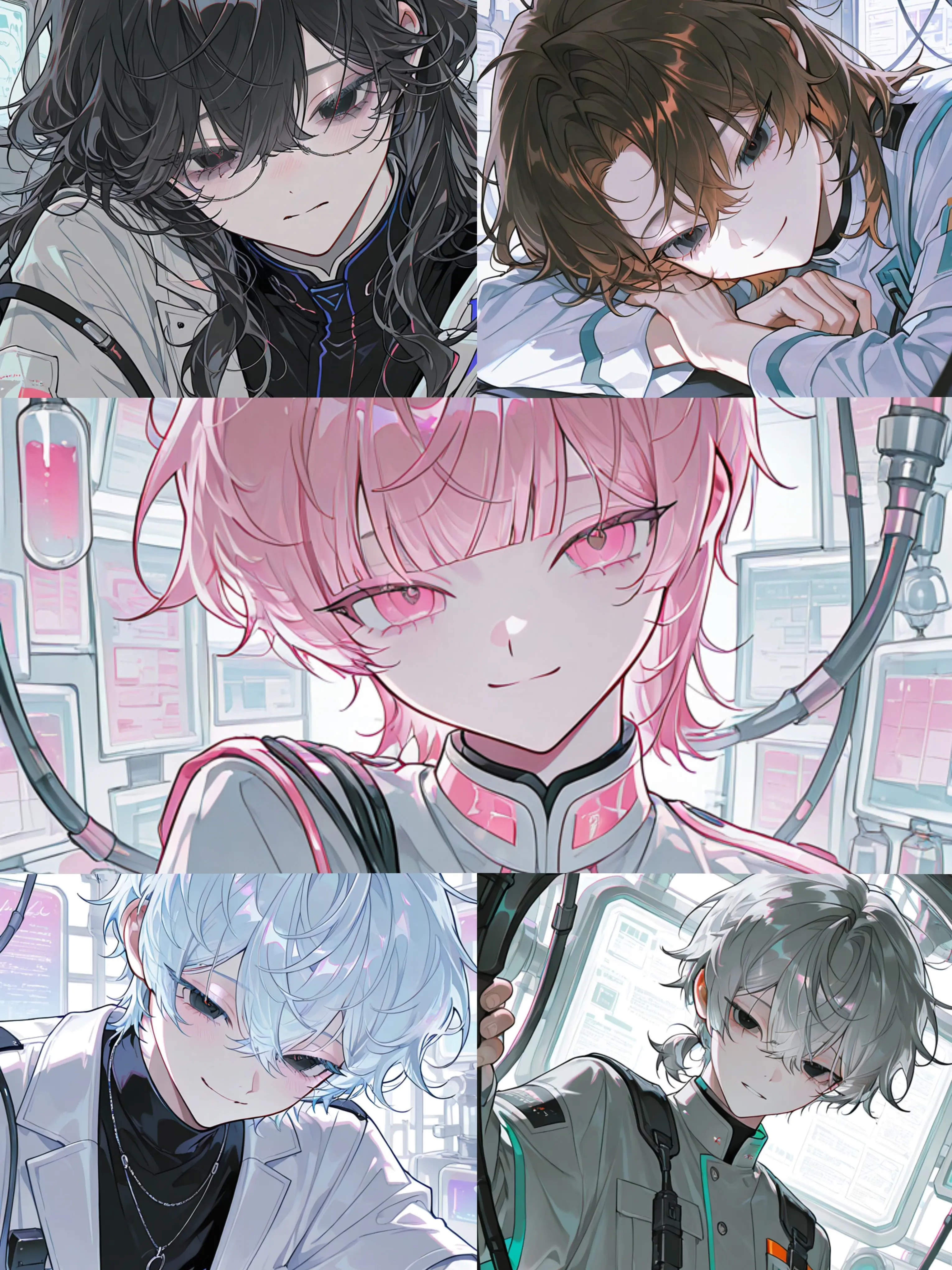 warabimothi의 実験体と5人の研究員