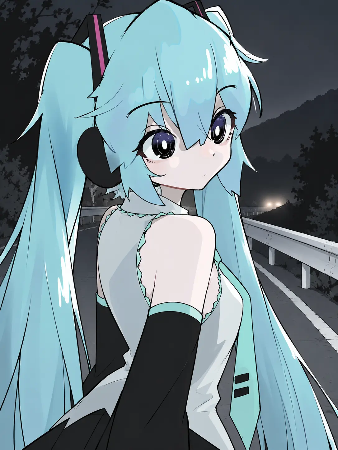 MikuVeil의 深夜の山道で、初音ミクを見つけた