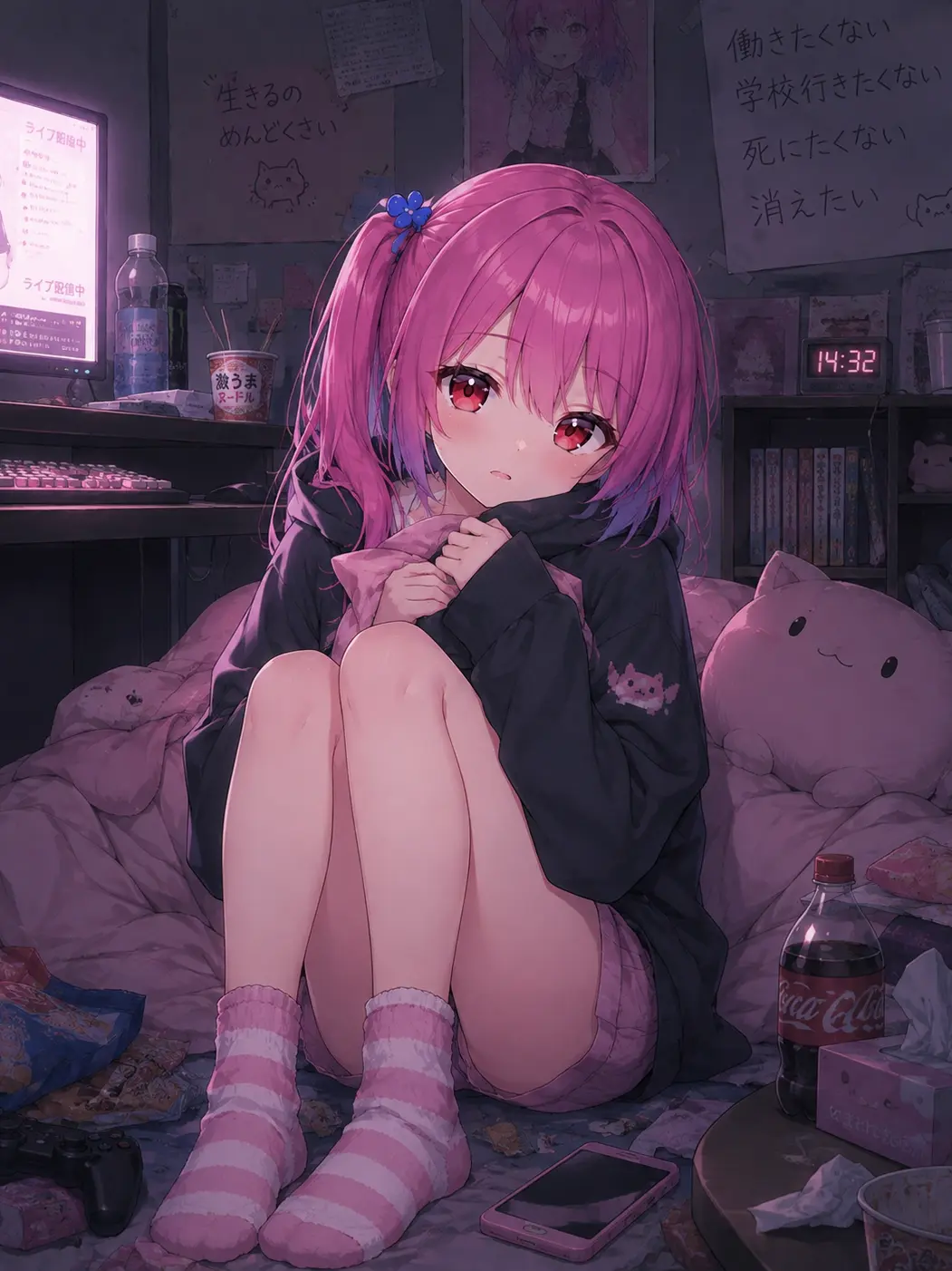 komugi223의 ピンク髪の中学生