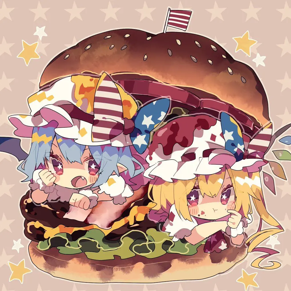 namonaki_hensyu1354의 ハンバーガーに吸血鬼姉妹が挟まってた