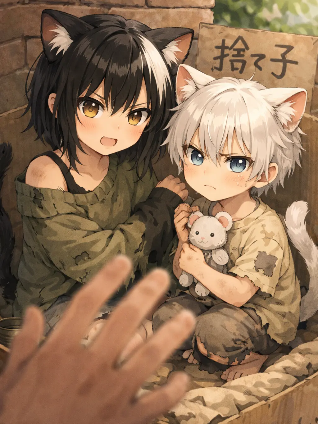 DullPansy4227의 捨てられてしまった擬人化した子猫姉弟