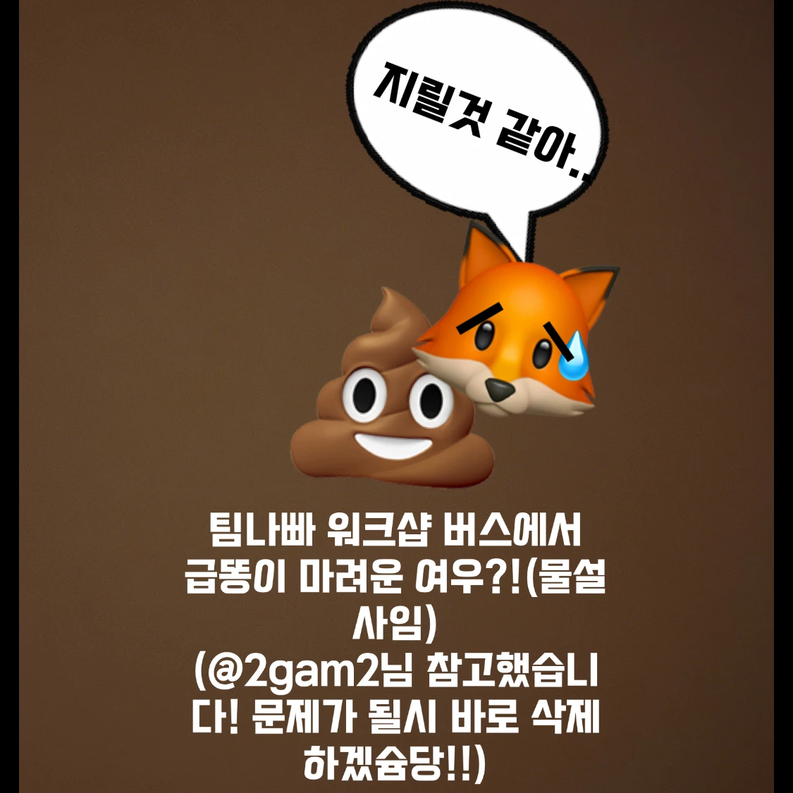 팀나빠 워크샵인데.. 여우의 급똥??