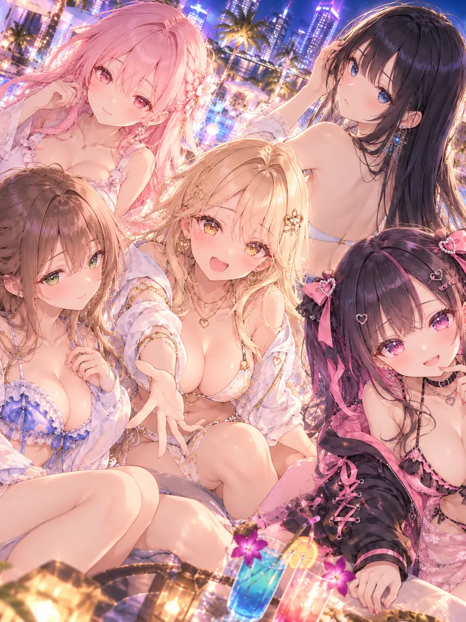 rin_7744의 5人の美女、ナイトプールの夜