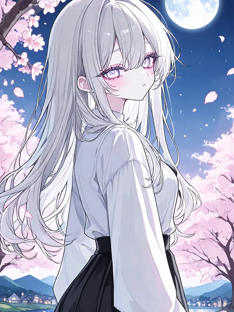 Asitamin9876의 Full Moon Under the Cherry Blossoms