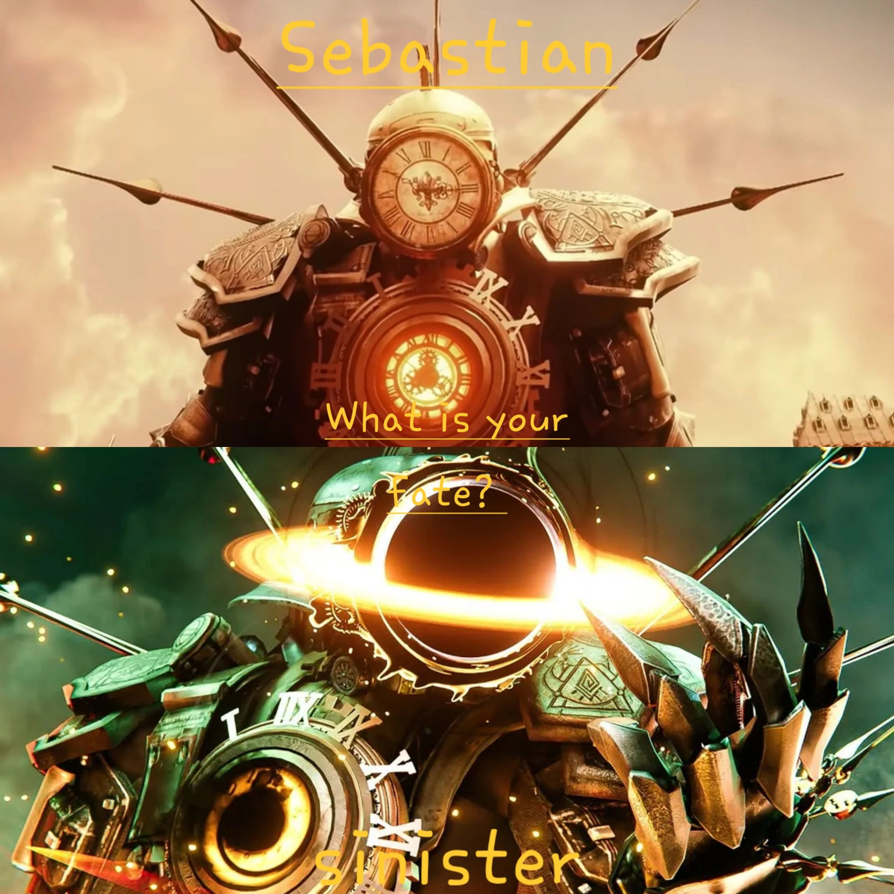 시니스터와 대장 클락맨의 갈등.