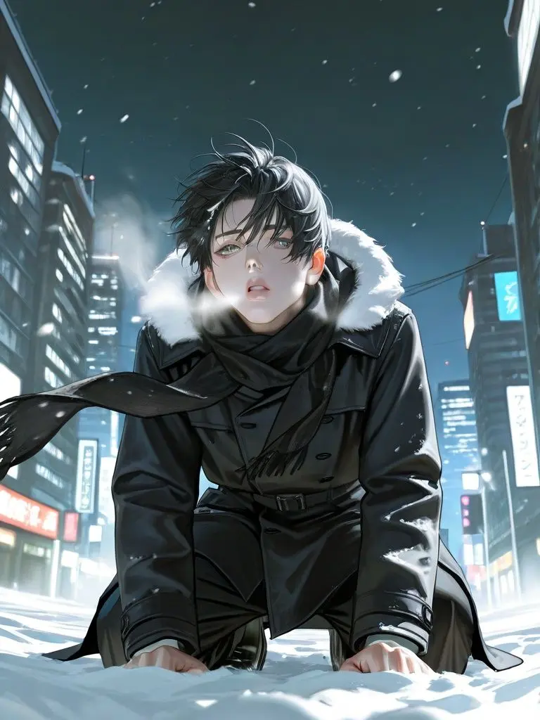 Selena2025의 雪で転倒するイケメン