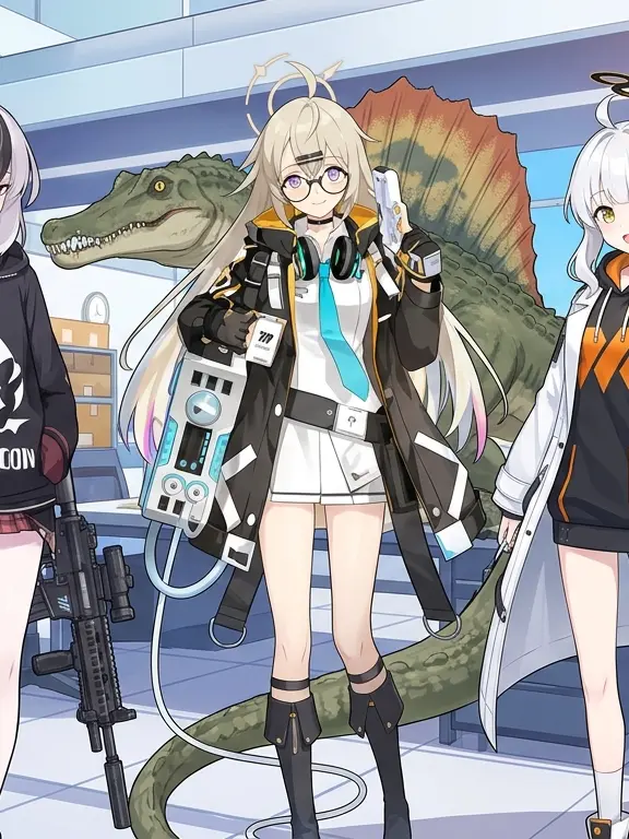 QuietGoat7263의 3人の恐竜獣人女子生徒