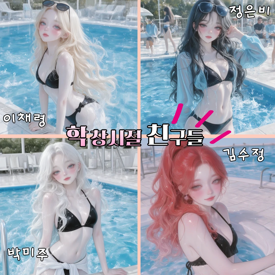 여사친 4명과 수영장