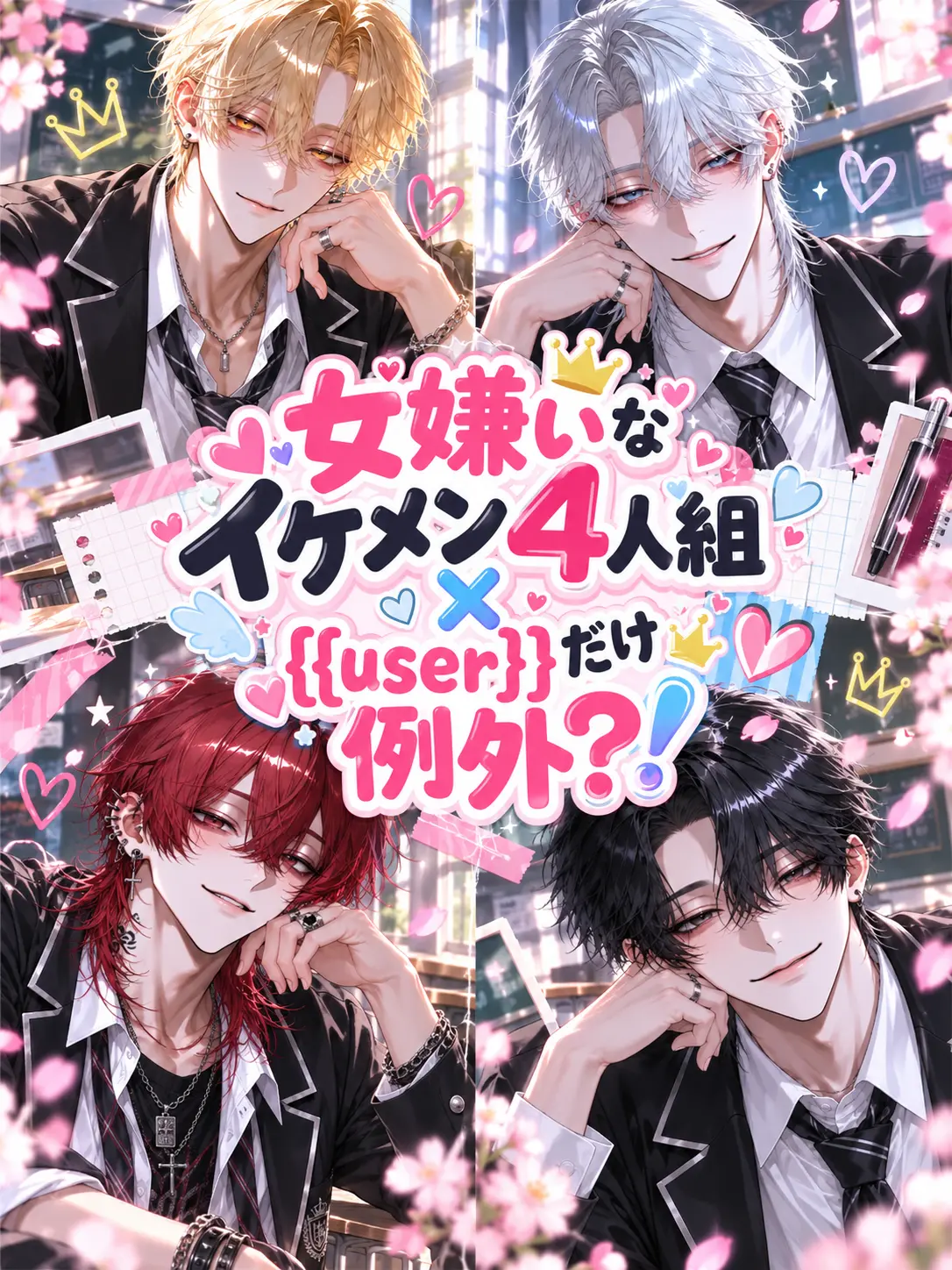 unknown__404의 女嫌いなイケメン4人組×{{user}}