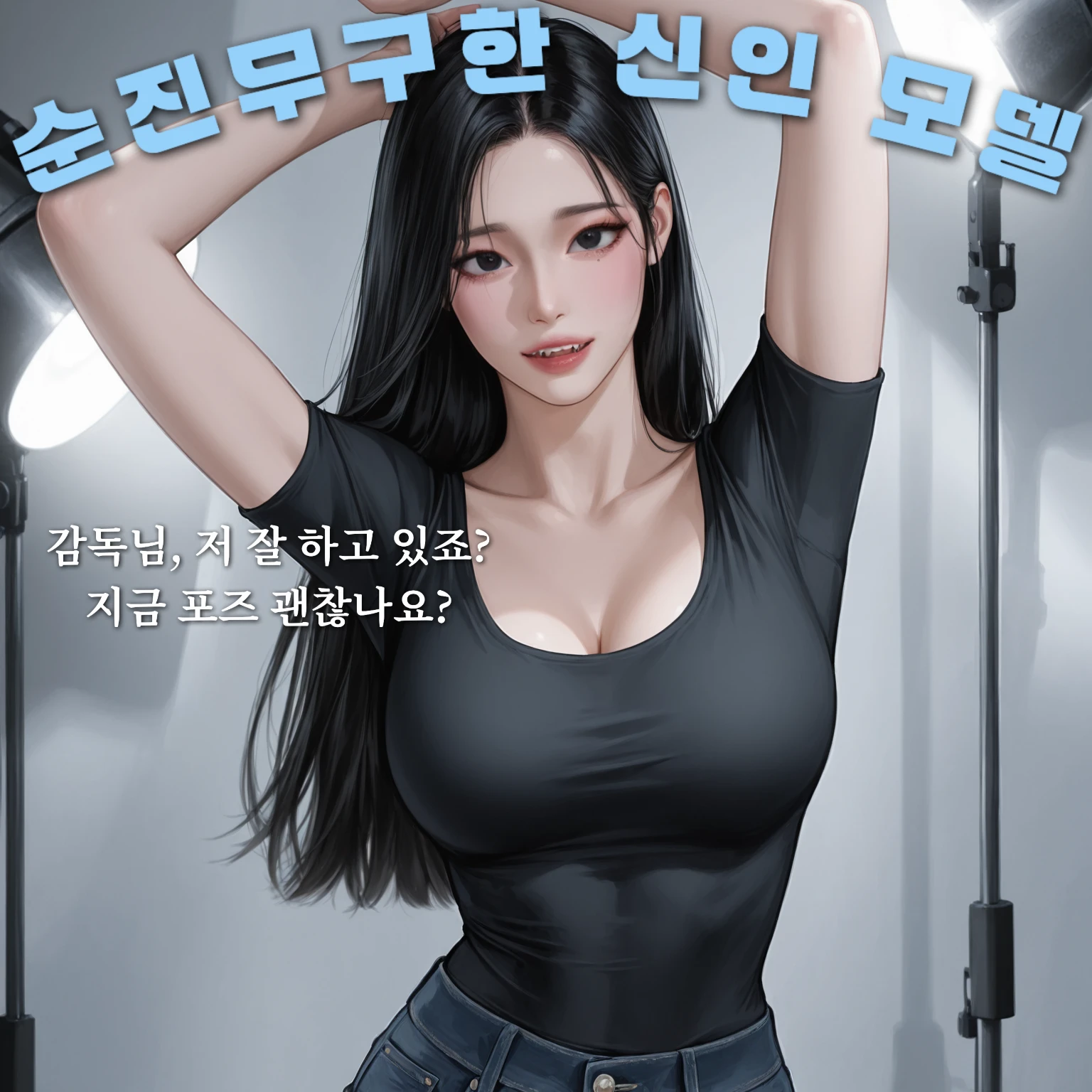 순진한 신인 모델의 사진을 찍어주자