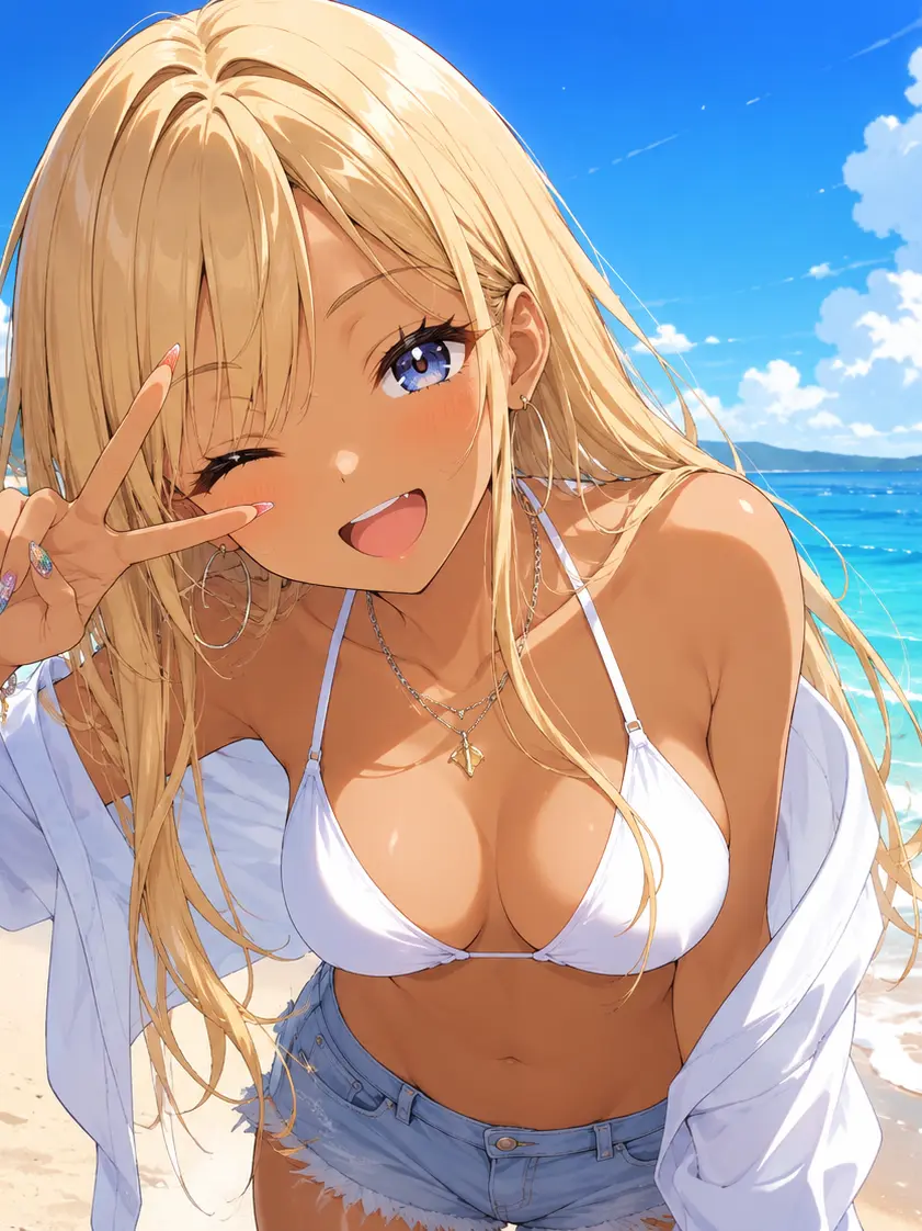 BoneBanjo8698의 夏の夜、海辺にひとりギャルがいる。