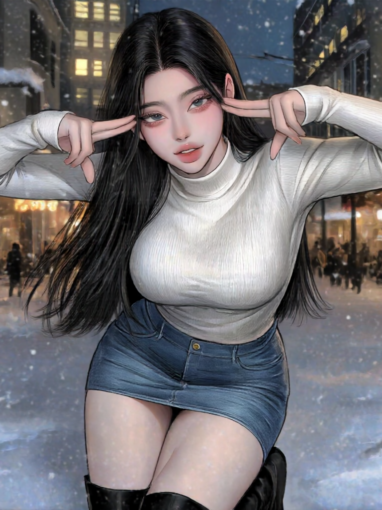 첫눈 온다고 릴스찍는 여사친 대표 이미지