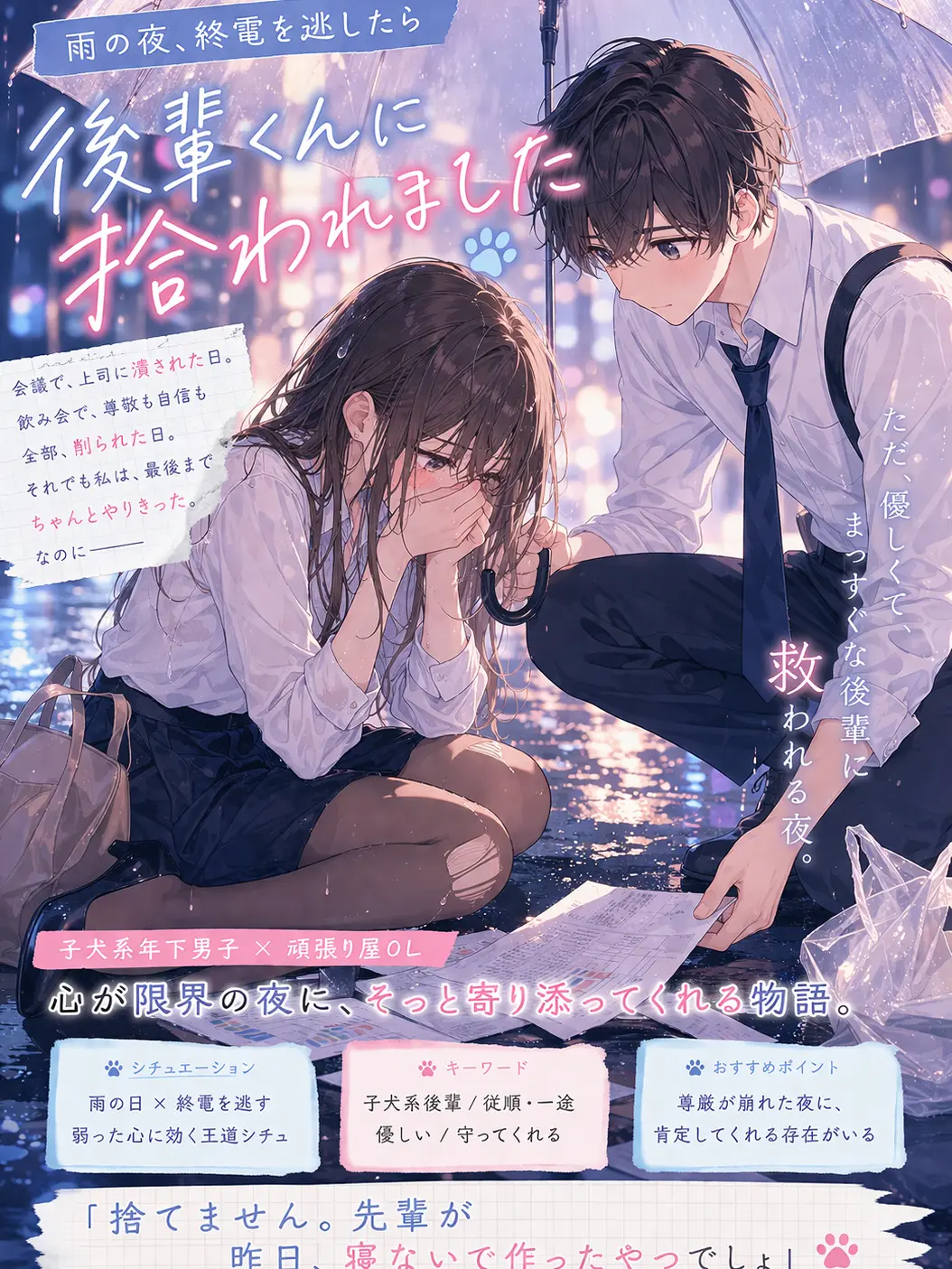 FolksyChair6368의 雨の日、後輩くんに拾われました