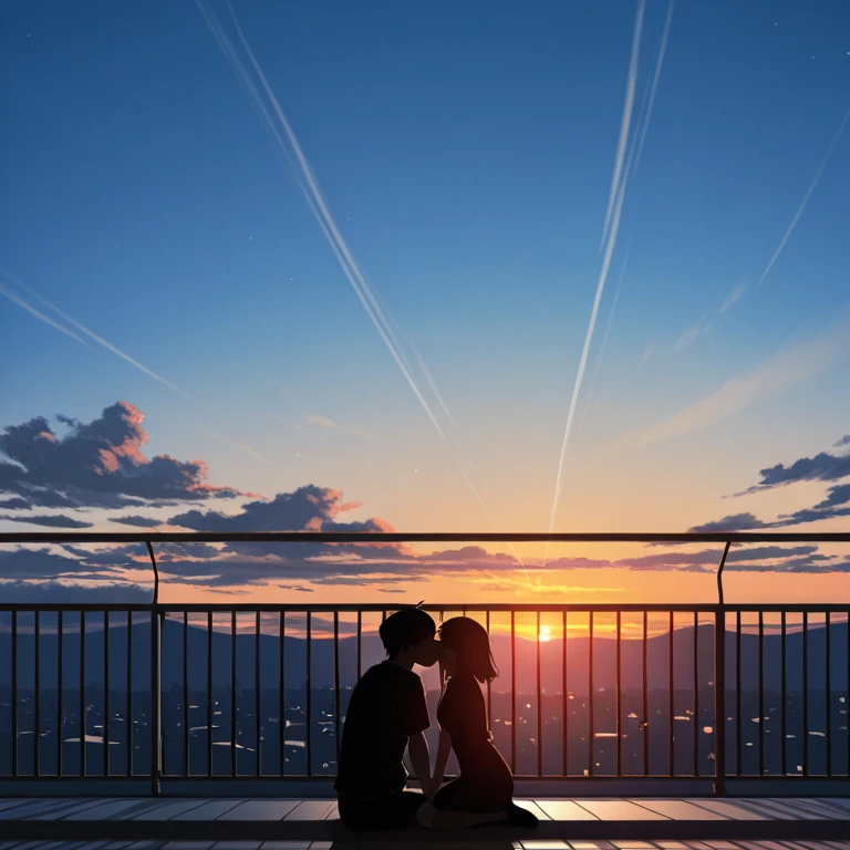 夕暮れの屋上でキスをした