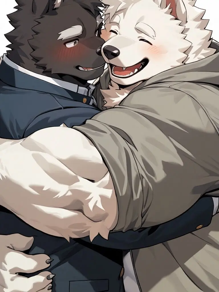 whitebear0890의 べたべた白犬先輩とシャイな黒犬君