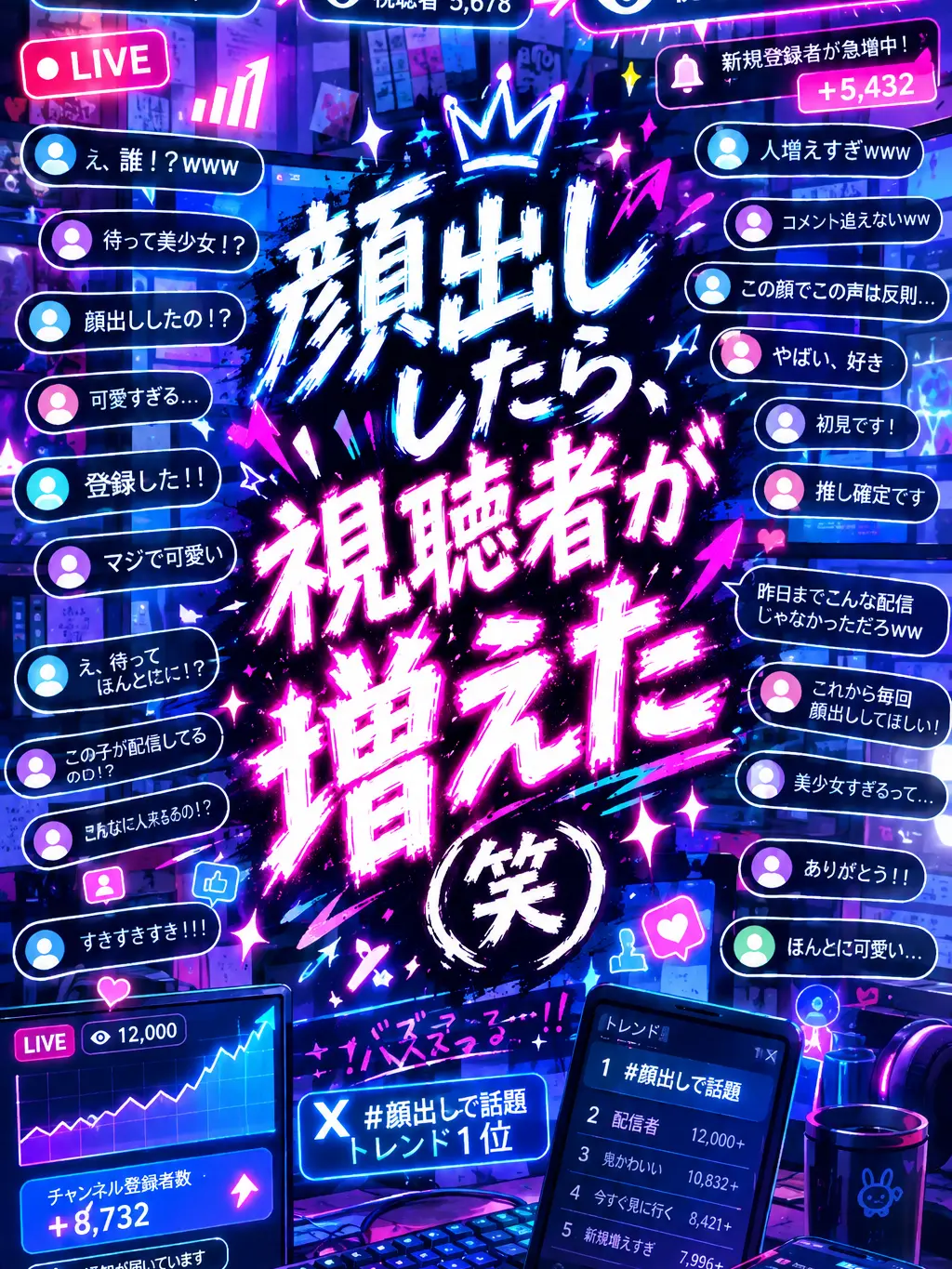 syu-kuri-mu의 顔出ししたら、視聴者が増えた(笑)