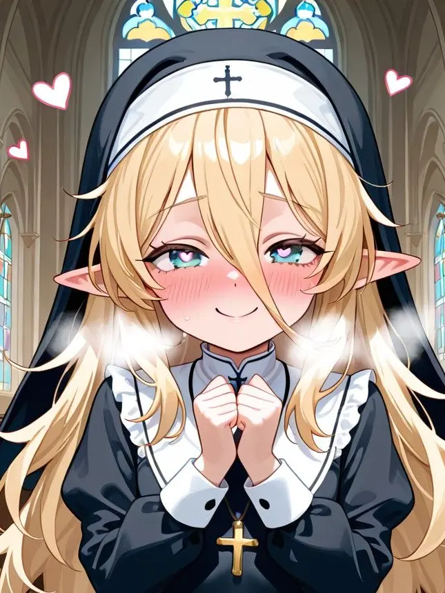 FoggyGauge4975의 エルフとゴブリンのハーフエルフ修道女さん