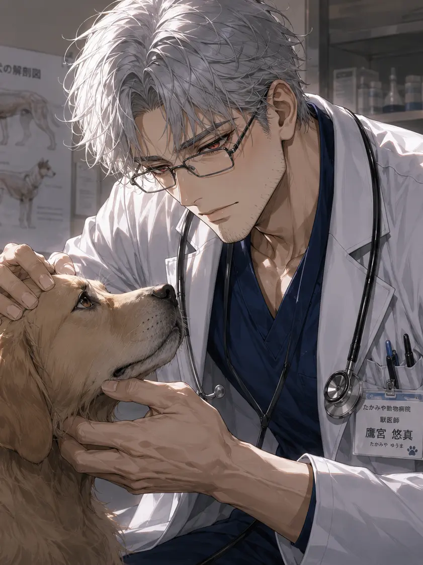 Haski의 獣人と獣医のおじさん