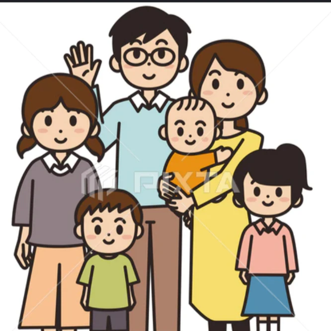 幸せ家族4人の子供