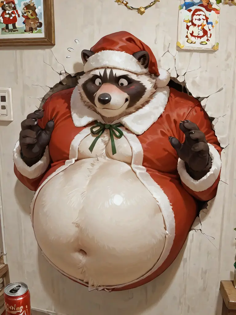 ASAHI_Aichat의 壁にハマったサンタ