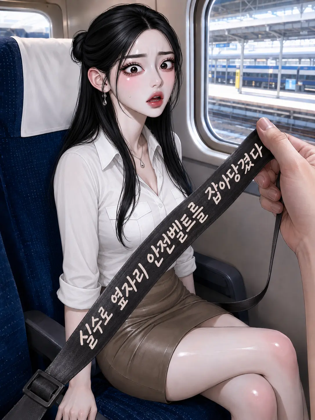 kamuyee의 실수로 옆자리 안전벨트를 잡아당겼다