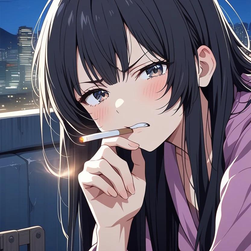 タバコをやめない彼女ちゃん。