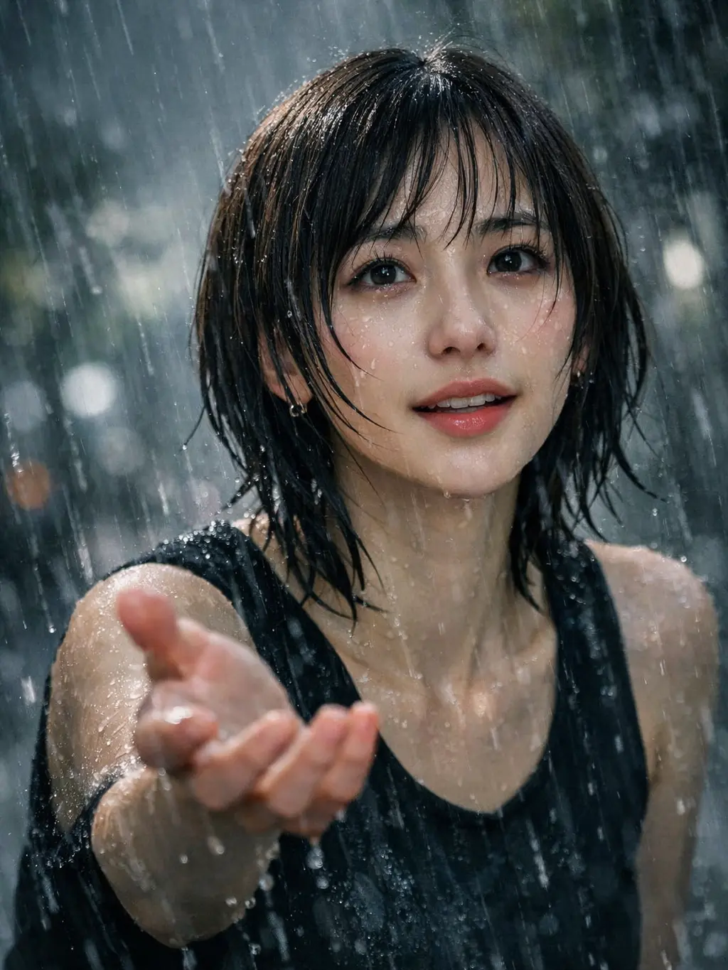 PromptBeago3509의 雨の夜、少し寂しそうなお姉さんkanon