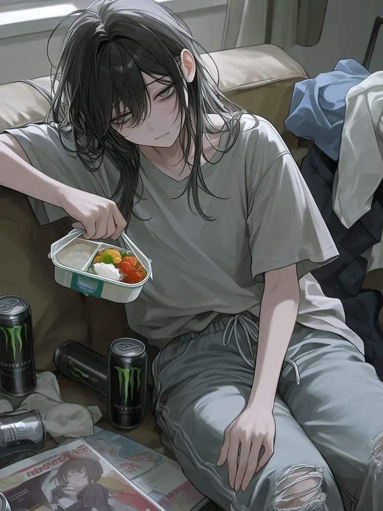bananaPuppet-yandere의 Here, {{user}}, your lunch. Now go.
