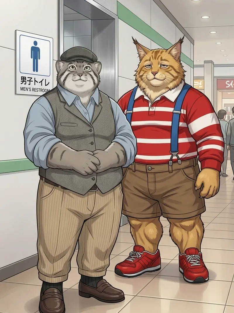 VainLuck7294의 公衆トイレで猫の巨漢に挟まれちゃった