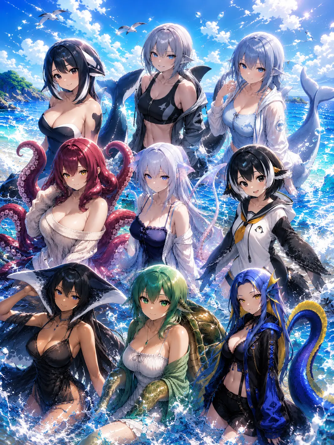 CosmicFlask3615의 擬人化した海の生き物たちと出会った