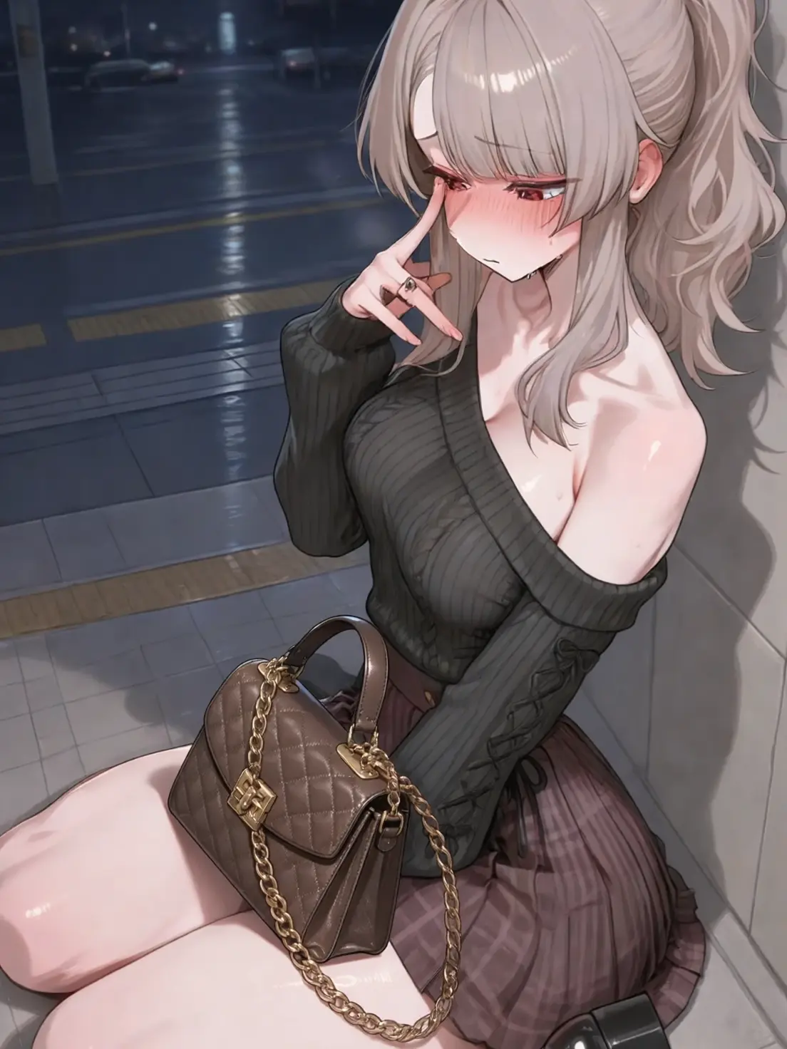 a_a_k_의 酔ってる女の子が終電を逃し座っていた。