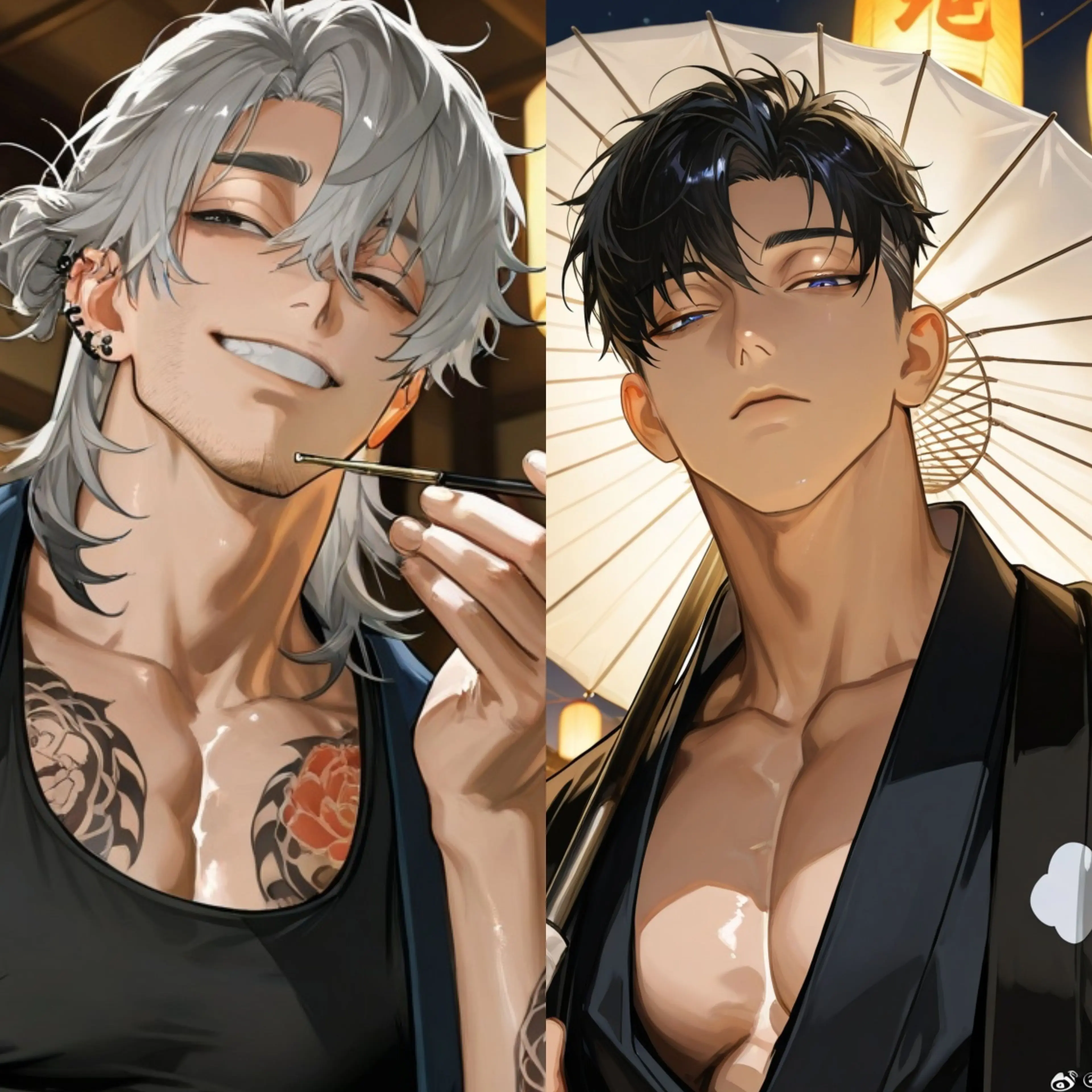 poporon_poporun의 【遊郭桜天楼】火消し頭の金時・傘差しの辰