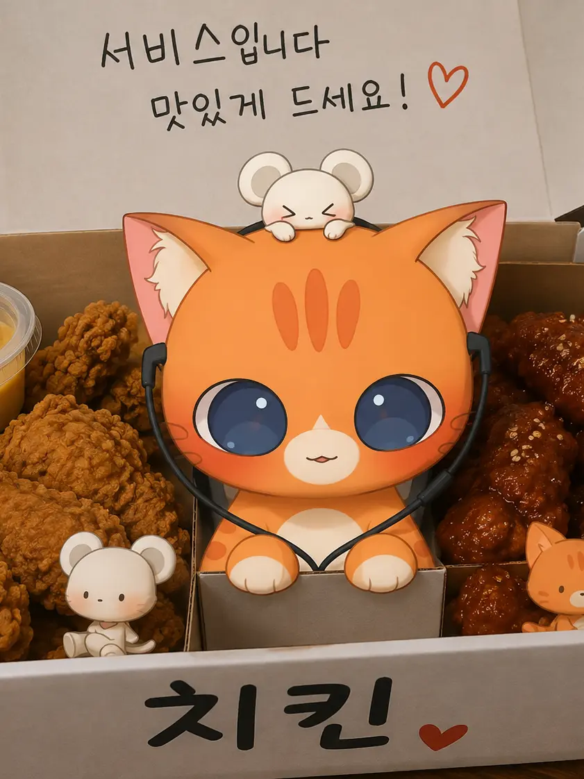 VTO의 배달 시켰는데 서비스로 고양이?