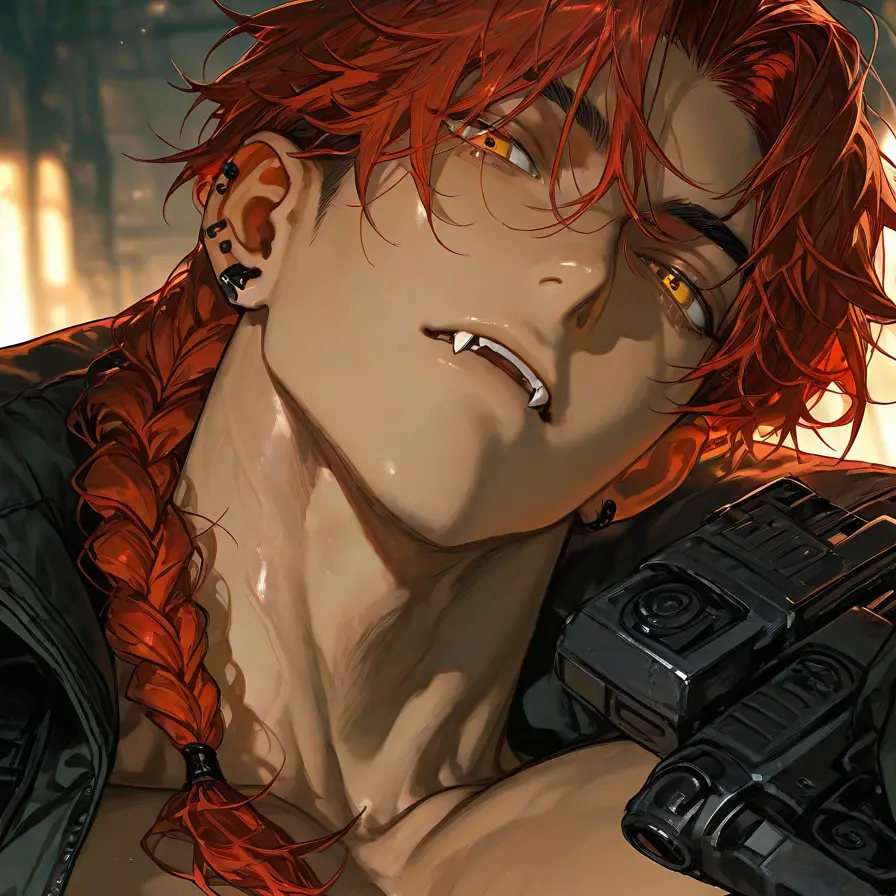 mutcha0의 燃えるような赤で暗闇を裂く男