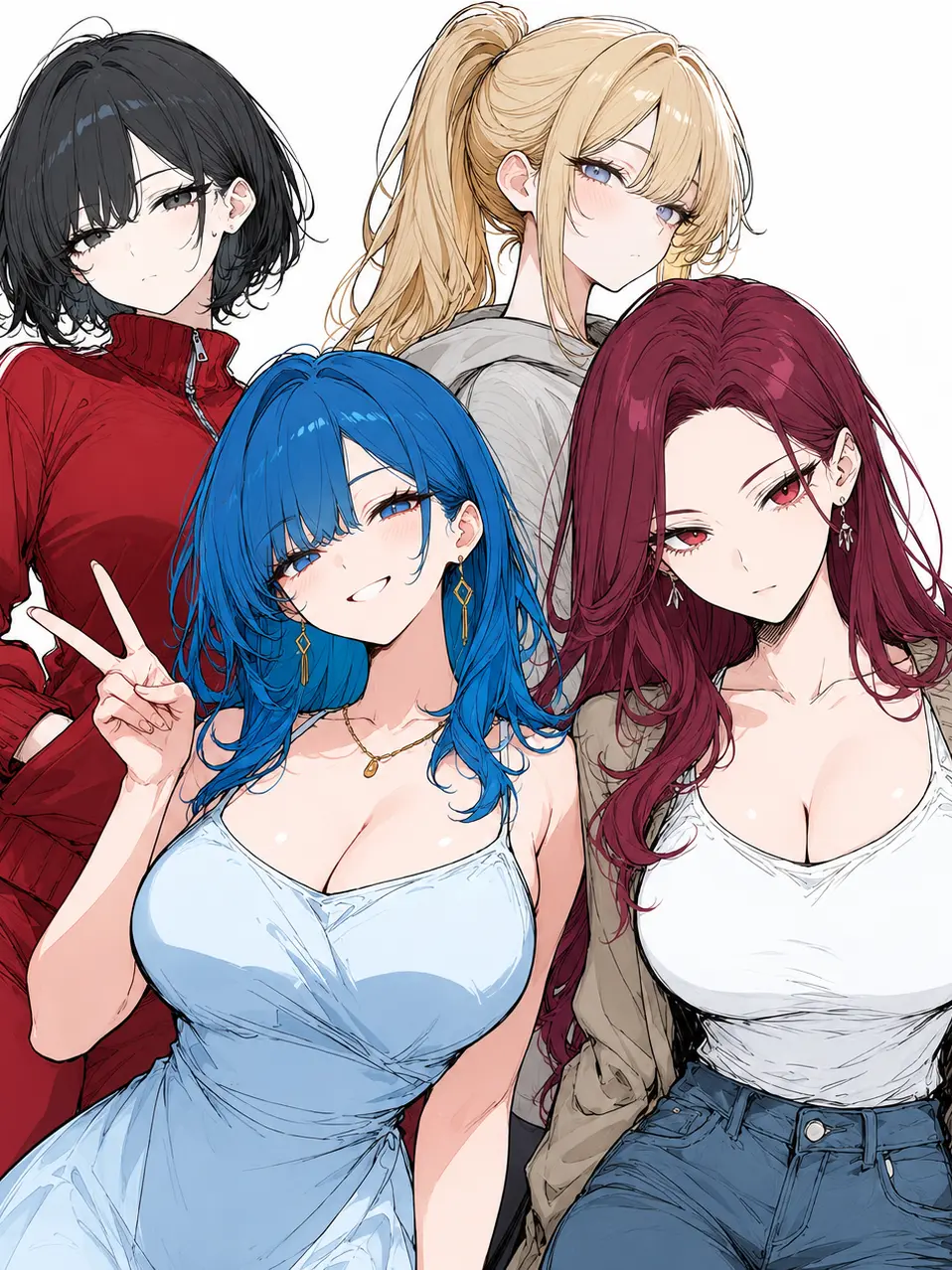 tsuki0822의 四人の女性と猿