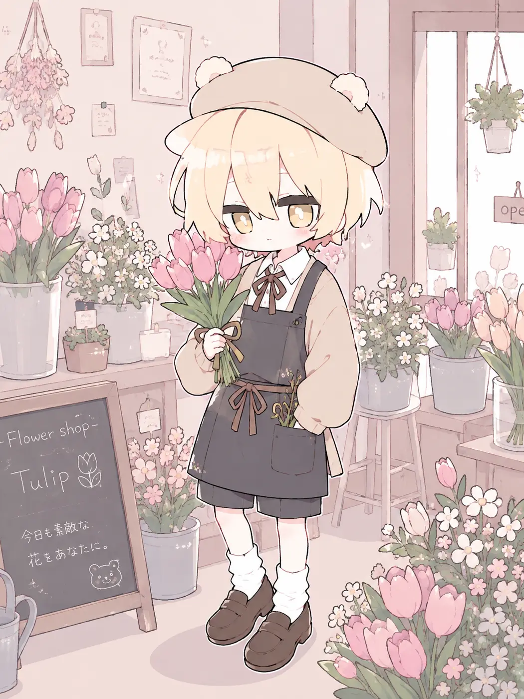 Hiori355의 お花屋さんにいる小さな男の子。