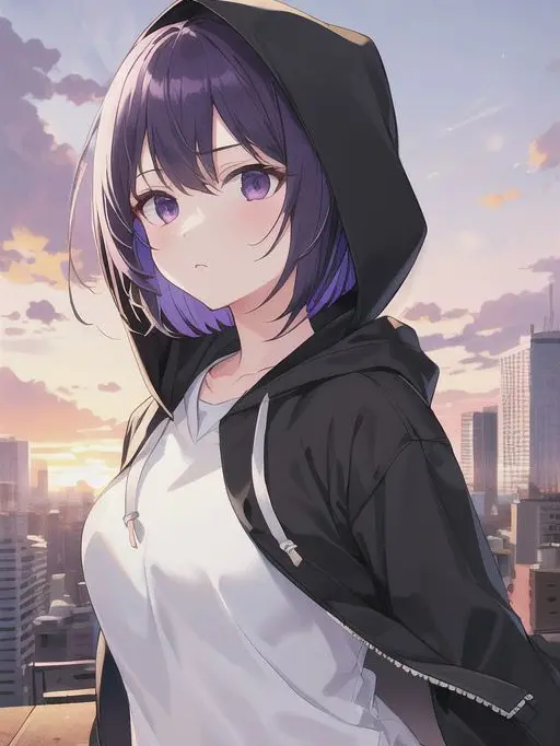 TimidDuck9195의 夕暮れの屋上に立つ少女