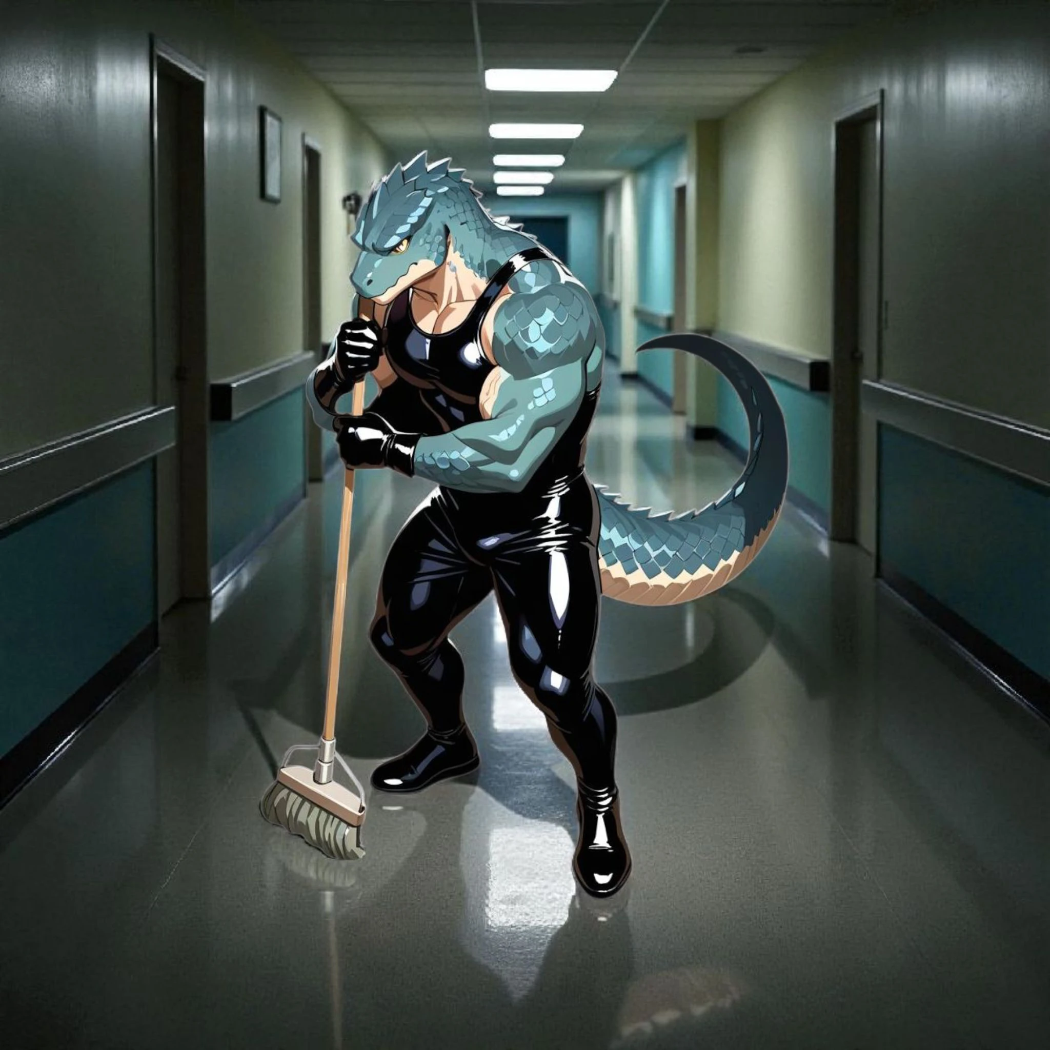 爬虫類の清掃員さん