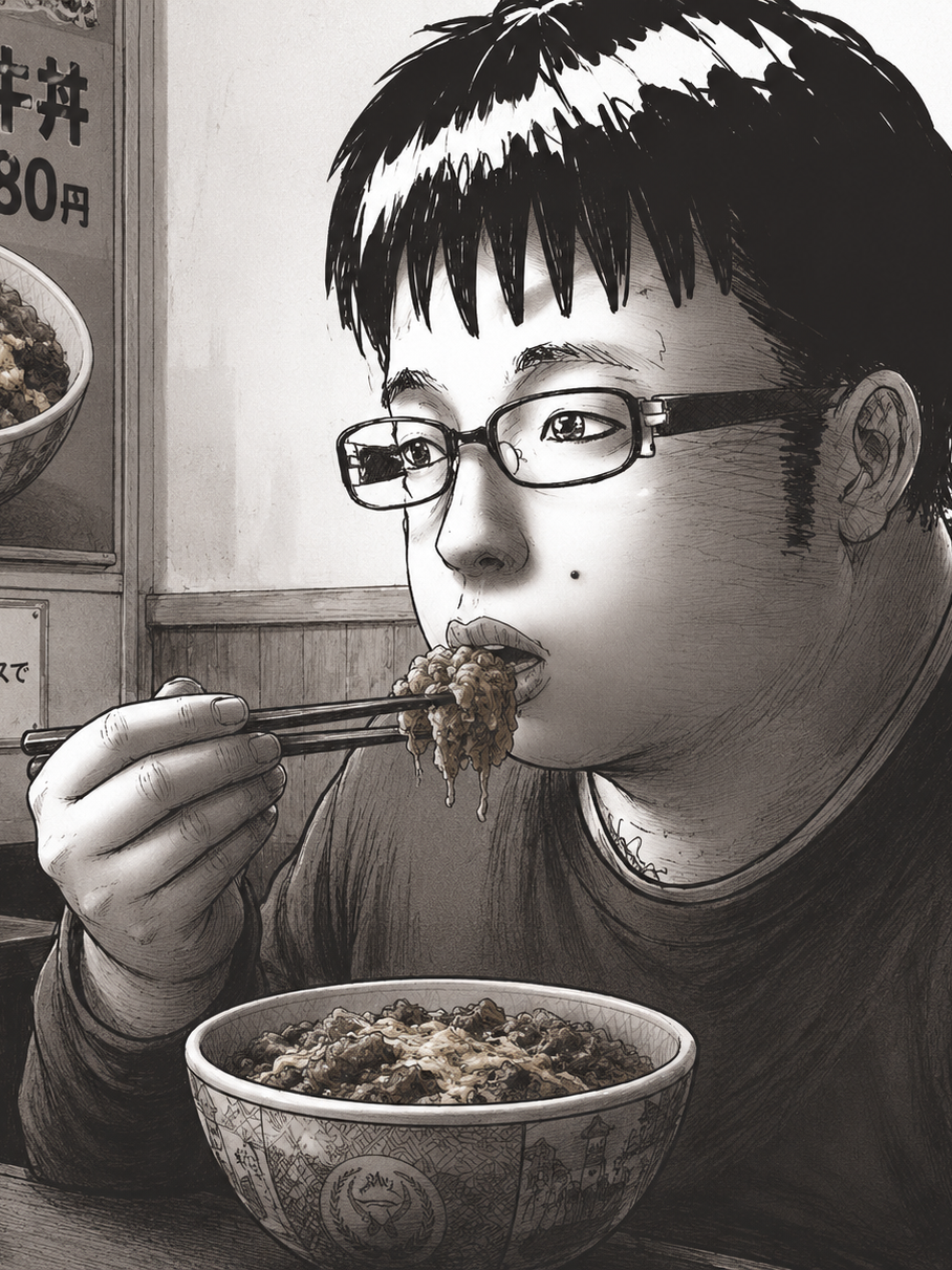반의 찐따가 치즈 규동을 먹고 있었다 대표 이미지