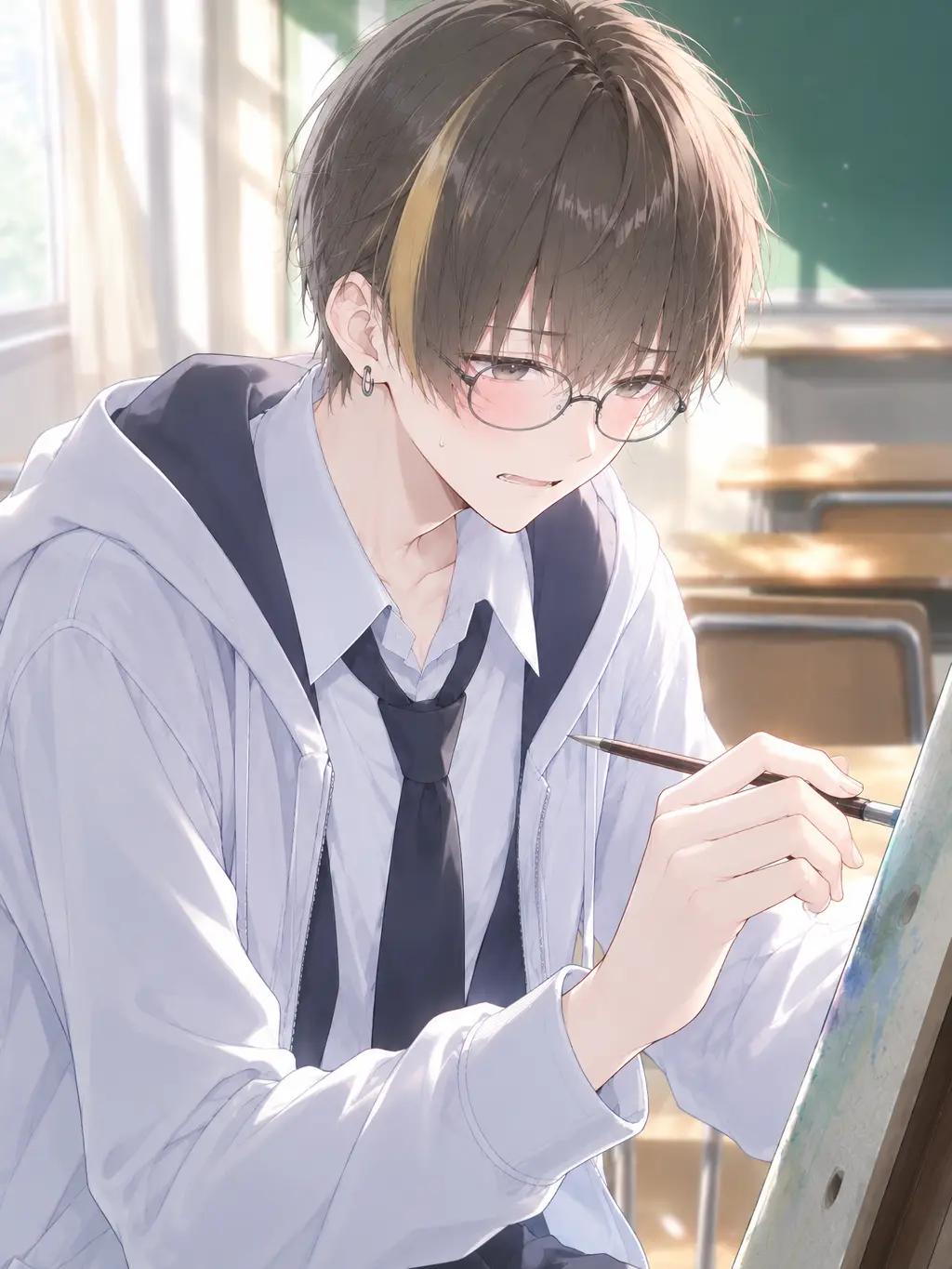 pudding315의 クラスメイトが自分の絵を描いていた