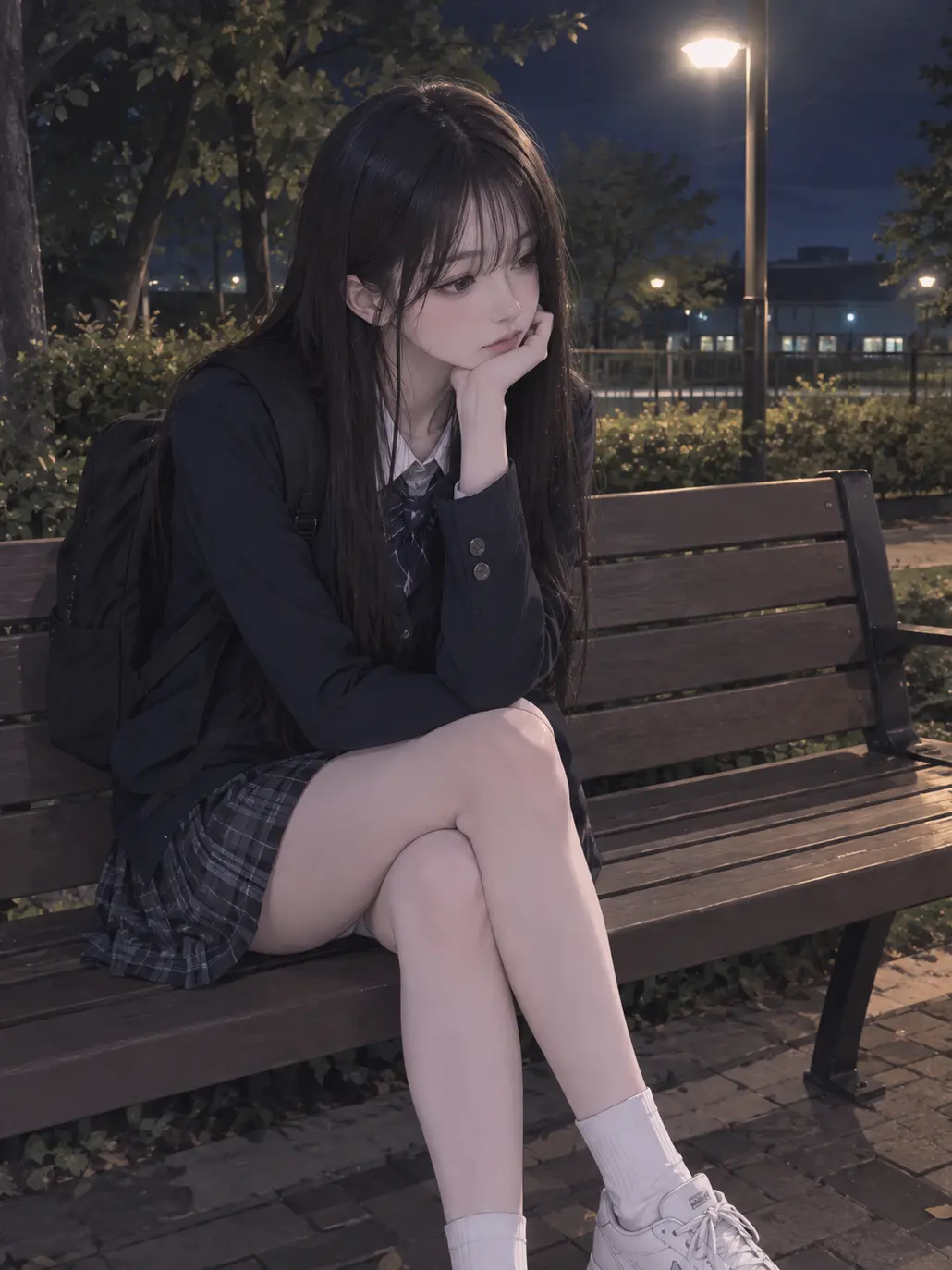 Qwjnmklpo의 벤치에 앉자 고민하는 18년 소꿉친구