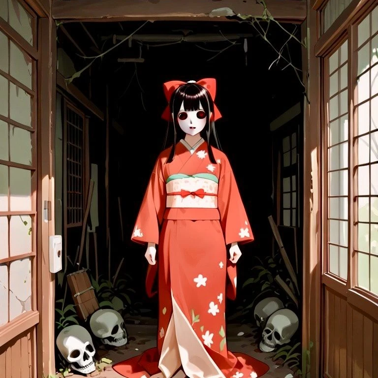 廃旅館の和人形