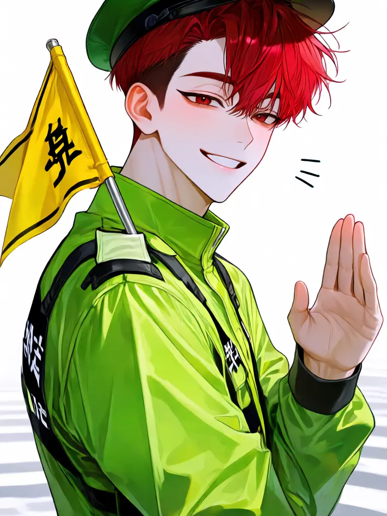 MaleFlag0254의 通学路に居る緑のお兄さん