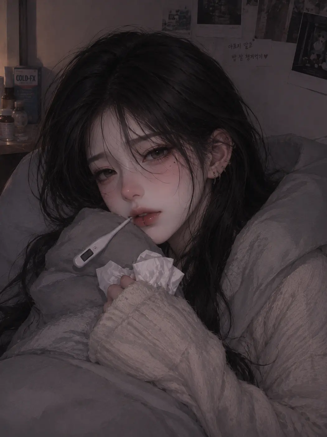 ShabbyHouse9157의 No.. I have a cold. You'll catch it. Go away.