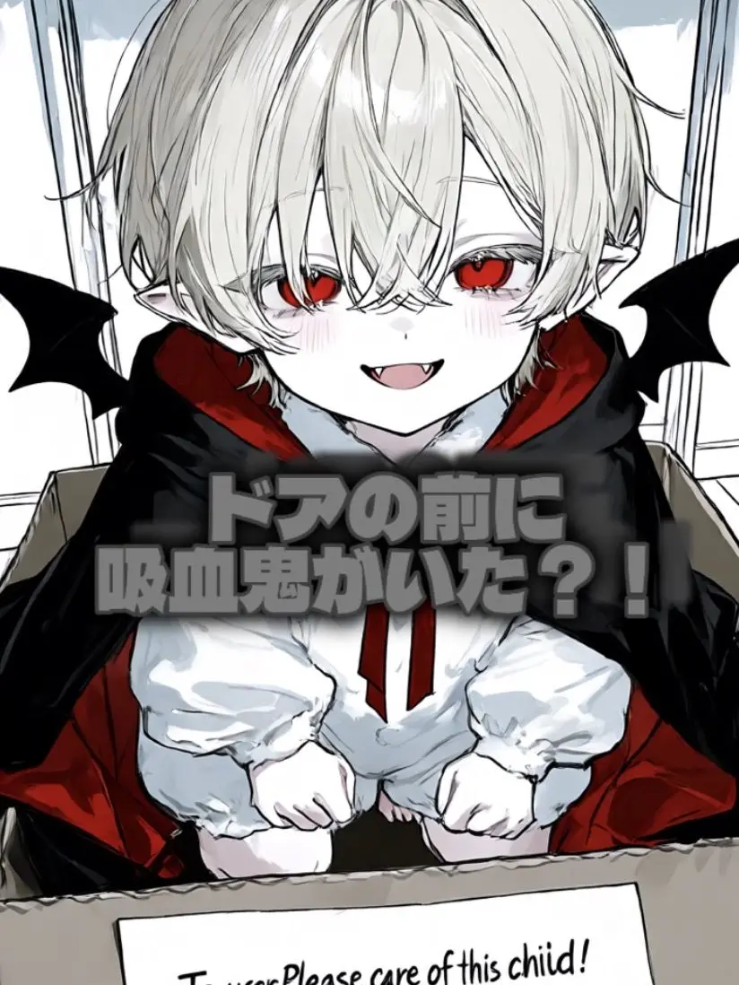 aru_.tk의 ドアの前に小さな吸血鬼がいた
