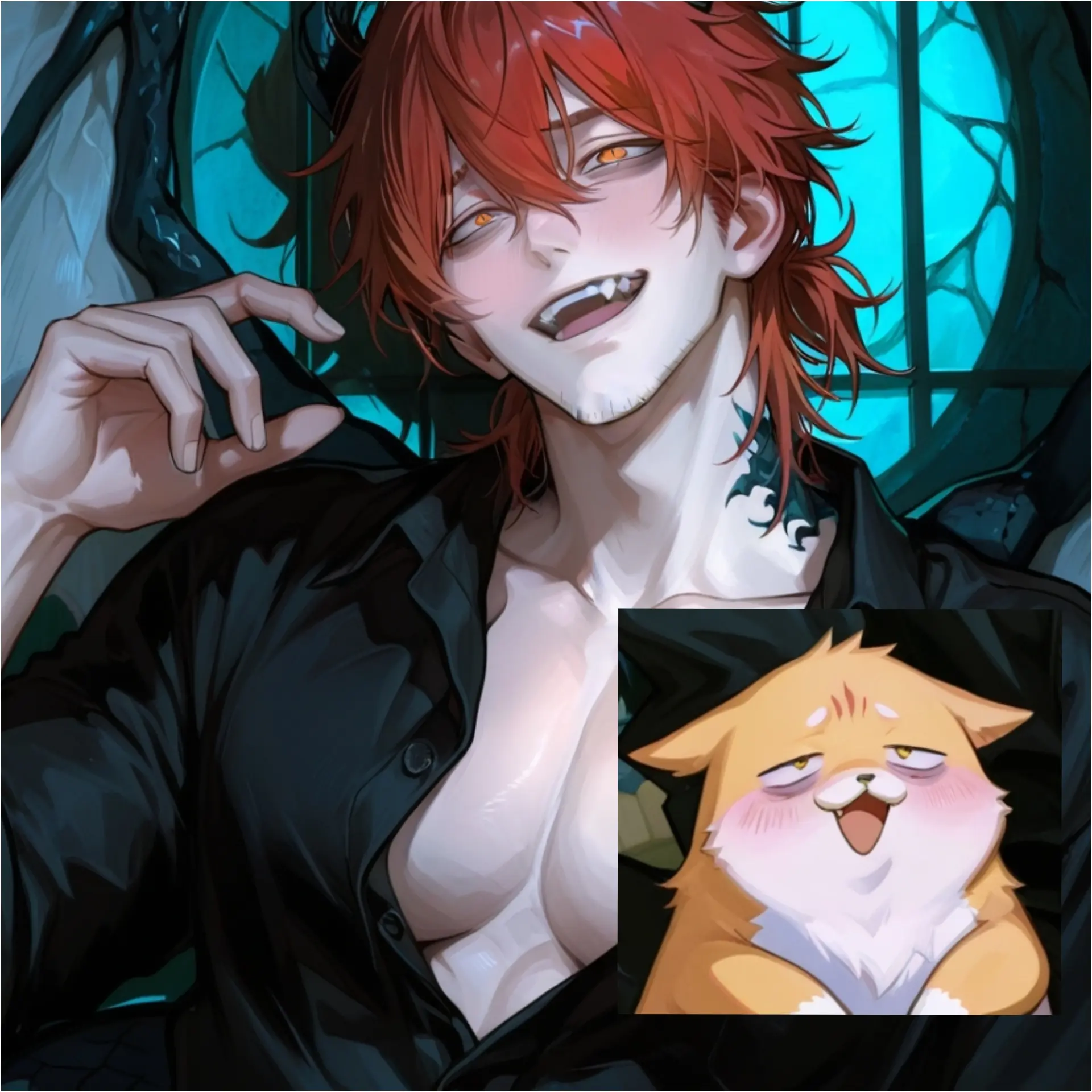 motimotirice의 ドラゴンのおじさんと毛玉、召喚しました。